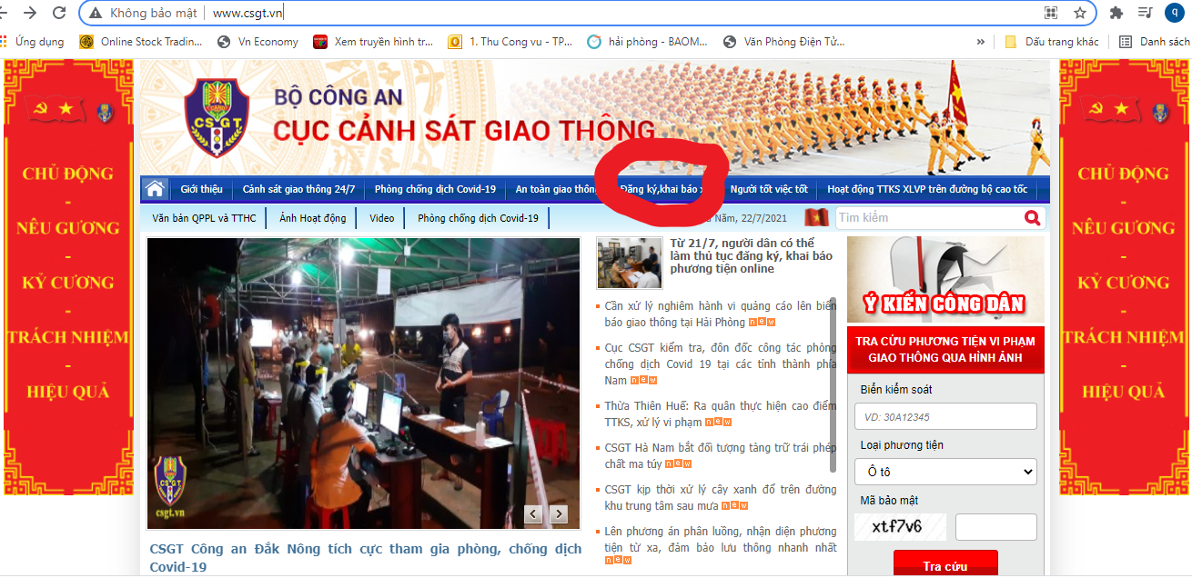 Từ 21/7, người dân có thể làm thủ tục đăng ký, khai báo phương tiện online